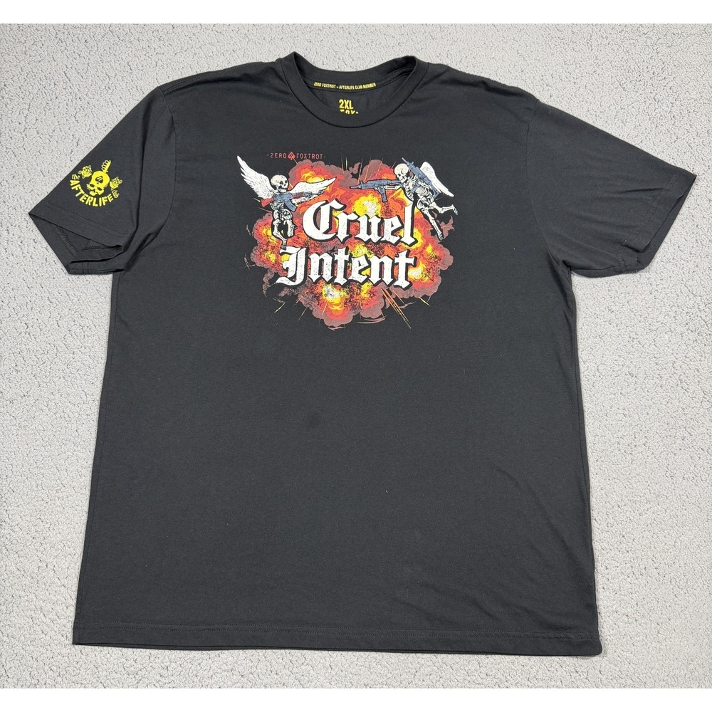 Zero Foxtrot Shirt Mens 2XL Black Cruel Intent Skull Graphic Afterlife Club Tee
